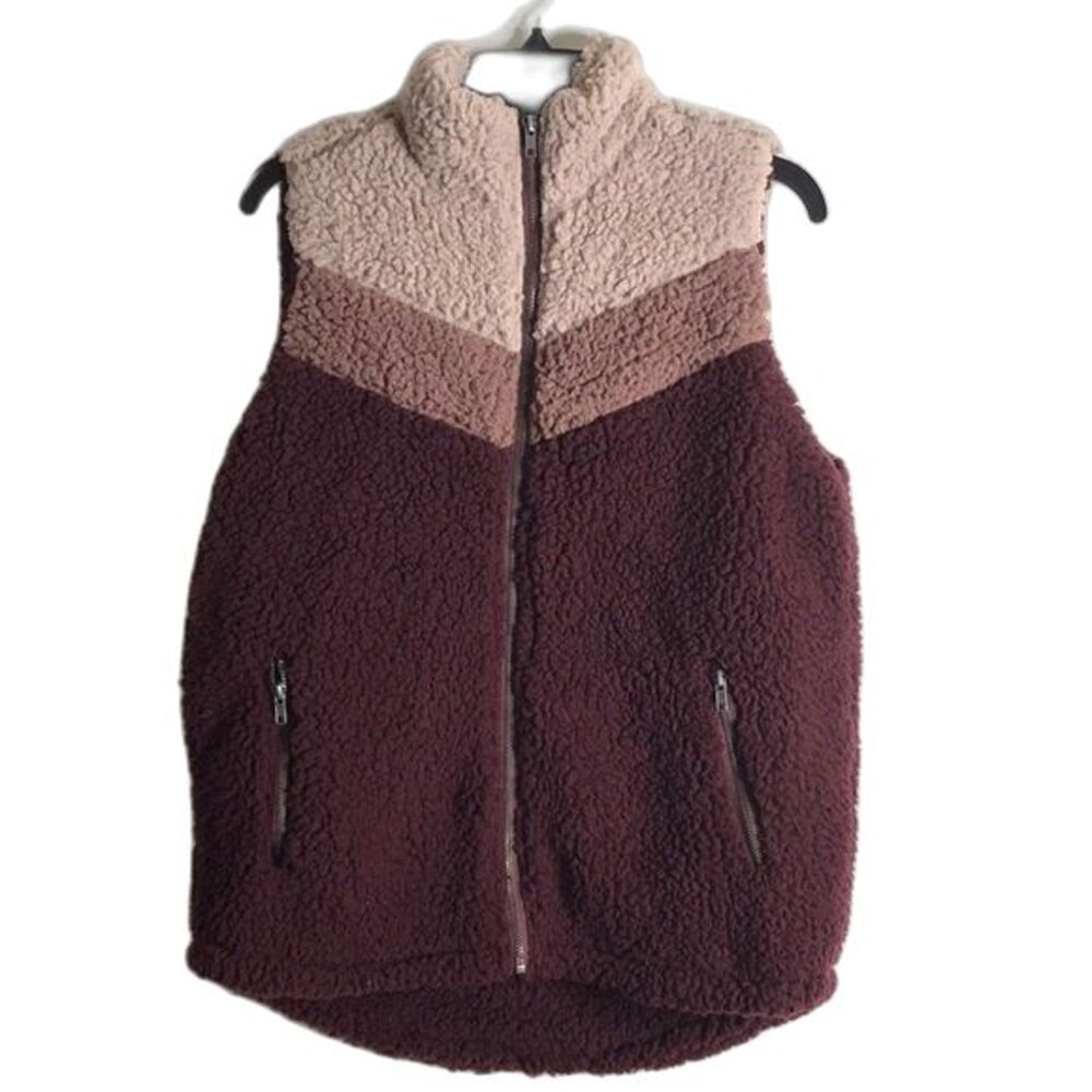 Harper Heritage‎ Color block Shearling Fleece Vest size small cozy cute